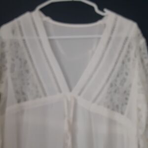 Cup She Lace Panel Tulip Sleeve Cover Up Dress Romantic